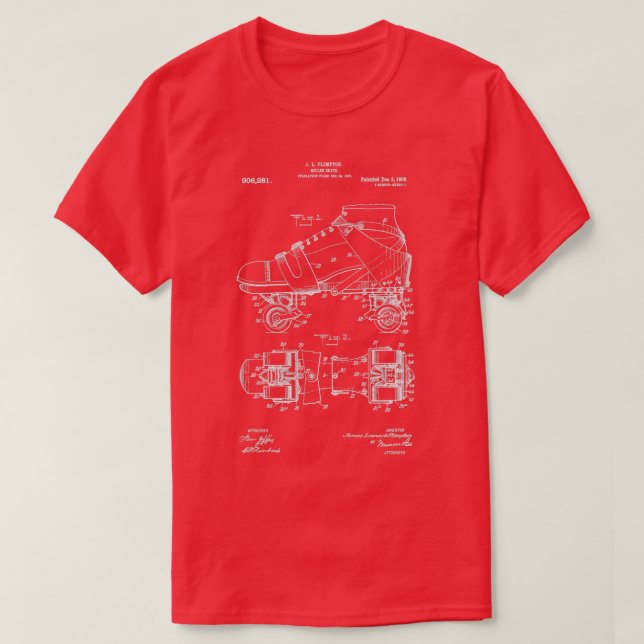 Roller-Skate-Patent White T-Shirt (Design vorne)