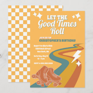 Roller Skate Retro Groovy Geburtstagseinladung Einladung