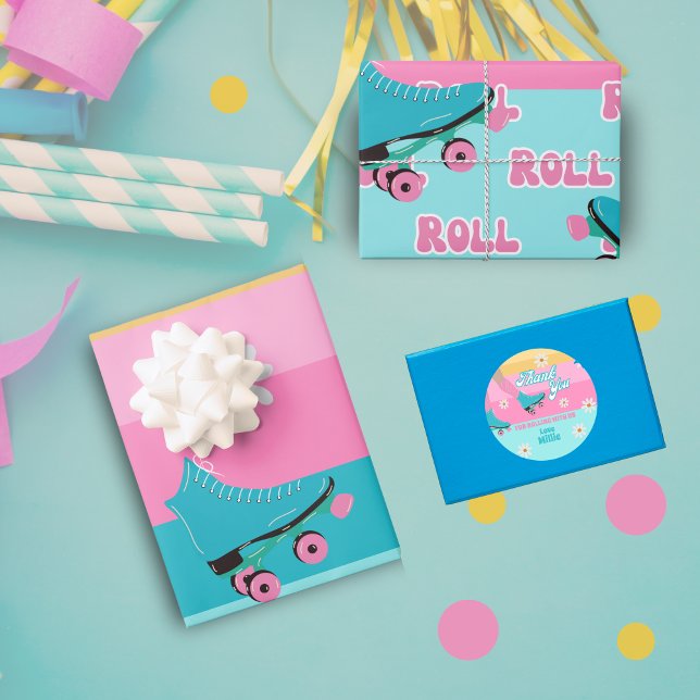 Roller Skate Retro Rainbow Birthday Party Geschenkpapier Set (Von Creator hochgeladen)