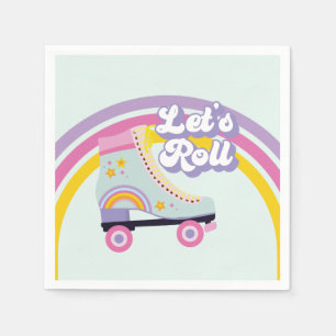 Roller Skate Retro Rainbow Birthday Serviette