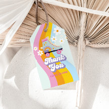 Roller Skate Retro Rainbow GeburtstagsgeschenkTags