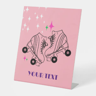 Roller Skate Skaten Pink Birthday Disco Party Sockelschild