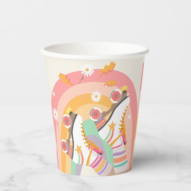 Roller Skate Skaten Retro Groovy Girl Birthday Pa Pappbecher (Vorderseite)