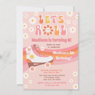 Roller Skate Super Rétro Anniversaire Invitations