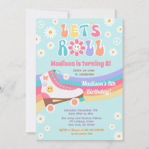 Roller Skate Super Rétro Anniversaire Invitations
