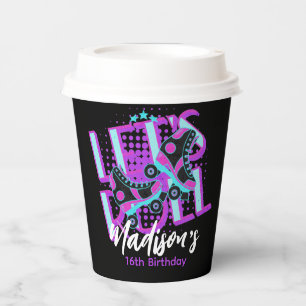 Roller Skate Sweet 16 Thema Geburtstagsparty Pappbecher