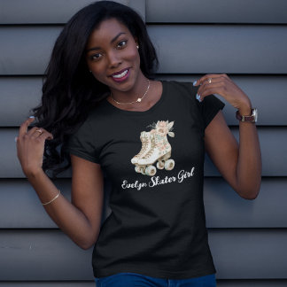 Roller-Skate Vintager Floral-Langschlauch Retro T- T-Shirt