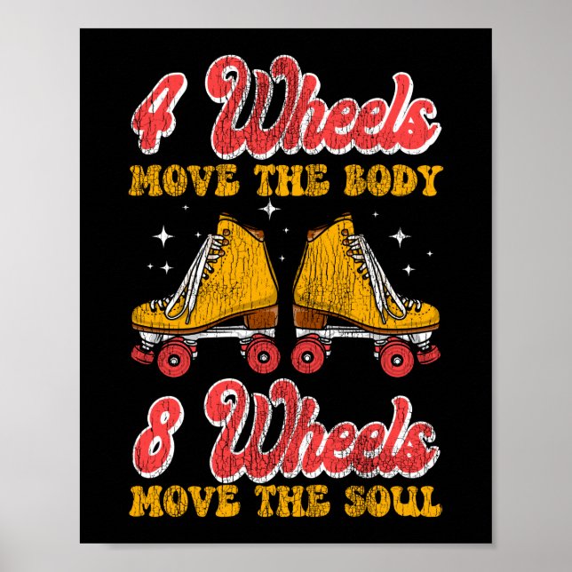Roller Skaten 4 Räder bewegen das Gehäuse 8 Räder Poster (Vorne)