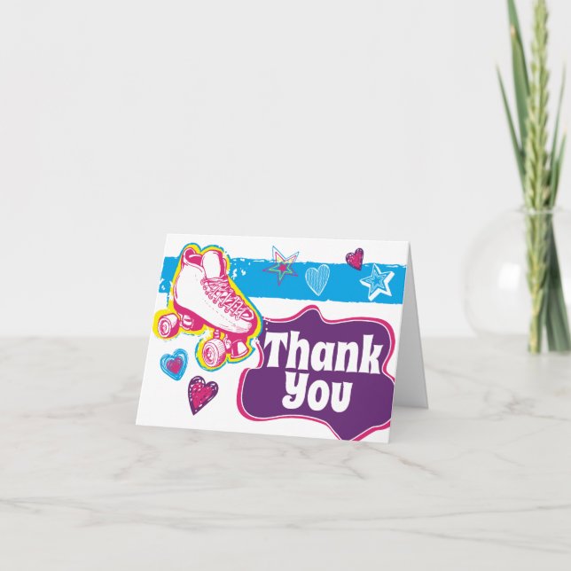Roller Skaten Birthday Party Danke Notizen (Vorderseite)