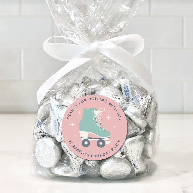 Roller Skaten Birthday Party Danke Runder Aufkleber (Von Creator hochgeladen)