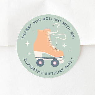 Roller Skaten Birthday Party Danke Runder Aufkleber