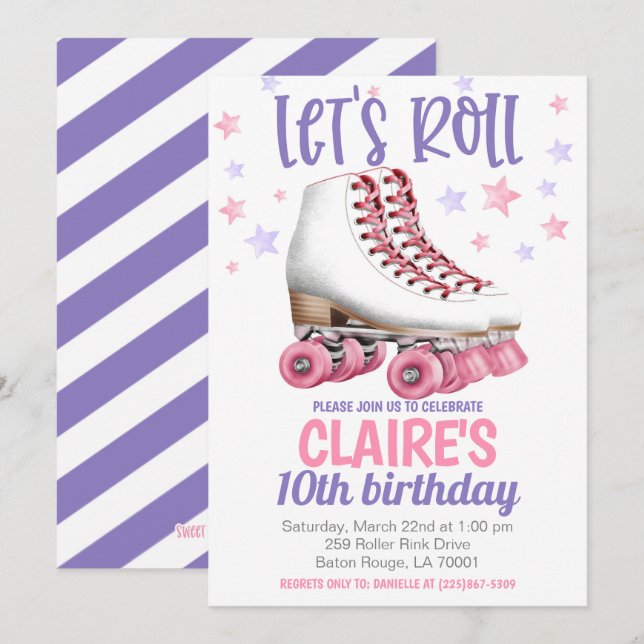 Roller Skaten Birthday Party Einladung (Vorne/Hinten)
