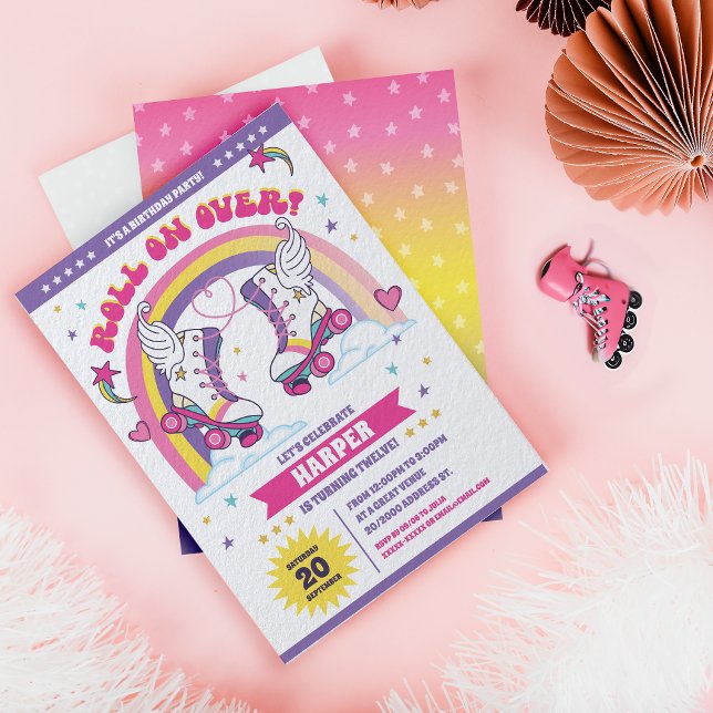 Roller Skaten Birthday Party Einladung (Unleash your inner roller skater with this super cool Roller Skating Birthday Party invitation! )