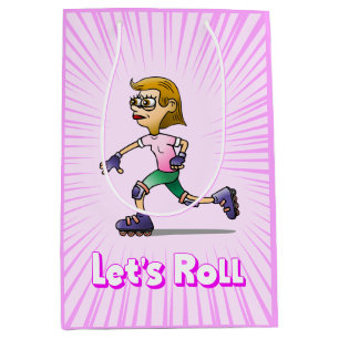 Roller Skaten Birthday Party Pink Mittlere Geschenktüte