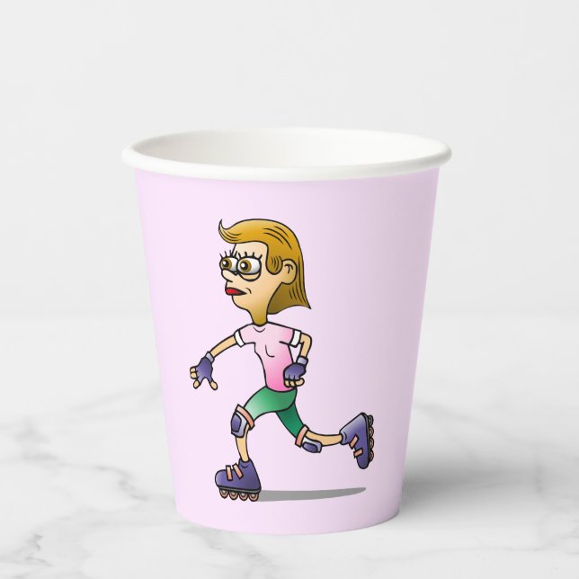 Roller Skaten Birthday Party Pink Pappbecher (Vorderseite)