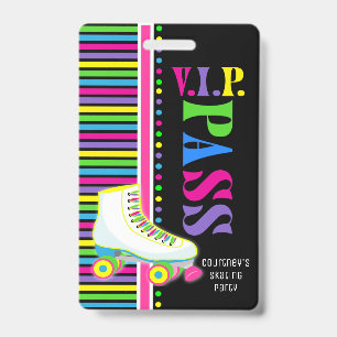 Roller Skaten Birthday Party VIP Pass Glow Party Ausweis