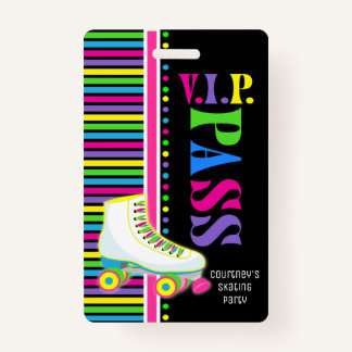 Roller Skaten Birthday Party VIP Pass Glow Party Ausweis
