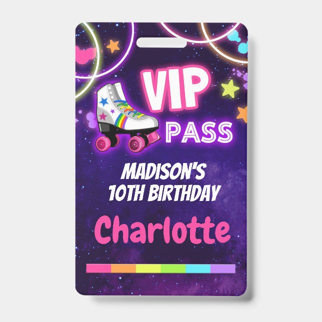 Roller Skaten Birthday VIP Pass Lanyard Ausweis (Front)