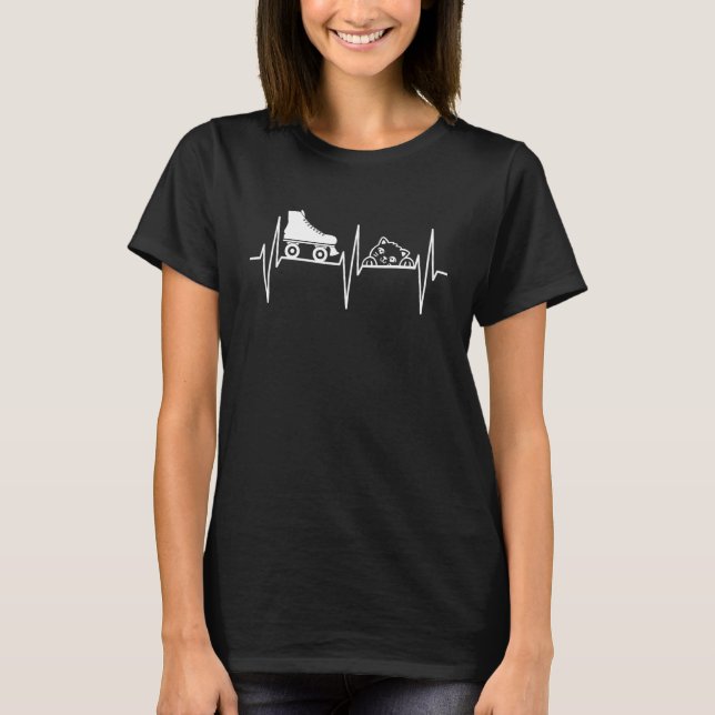 Roller Skaten Cat Heartbeat Roller Skater T-Shirt (Vorderseite)