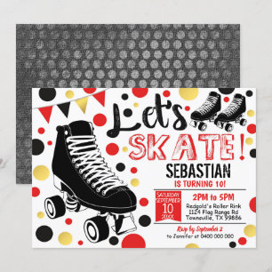 Roller Skaten Einladung Rollerskating Party Rot