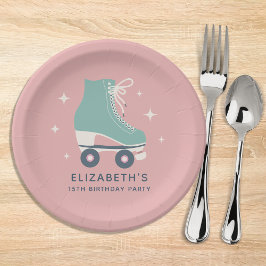 Roller Skaten Girls Geburtstagsparty Pink Pappteller