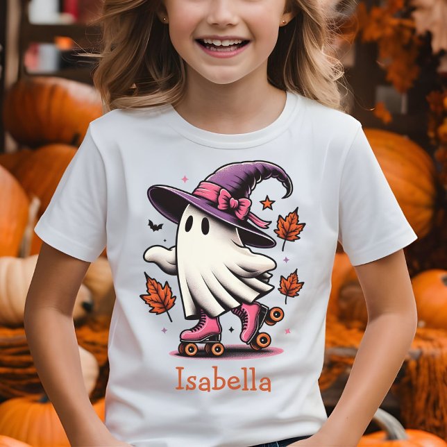 Roller Skaten Halloween Niedlich Ghost Personalisi T-Shirt (Von Creator hochgeladen)