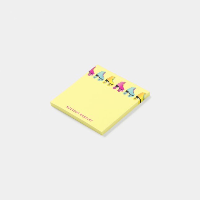 Roller Skaten Kid's Niedlicher Retro-Skate Post-it Klebezettel (angewinkelt)