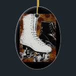 Roller Skaten Ornament - Vintage Skate<br><div class="desc">Weiße und schwarze Roller Skate auf braunem, abstraktem Hintergrund.</div>