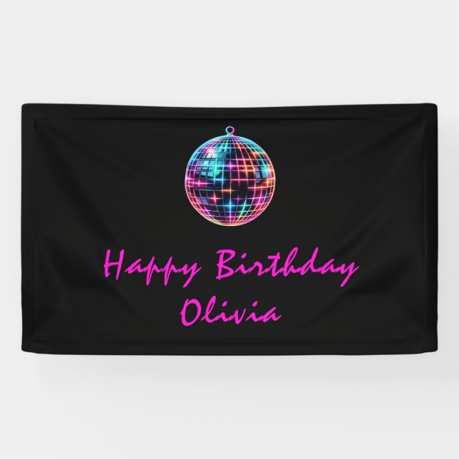 Roller Skaten Party Girls Neon Glow Geburtstag Banner (Horizontal)