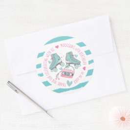 Roller Skaten Pastel Birthday Vielen Dank Runder Aufkleber