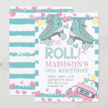 Roller Skaten Pastel Blue Pink Girl Geburtstag