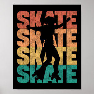 Roller Skaten Skate Skate Skate Skate 1970S Retro Poster