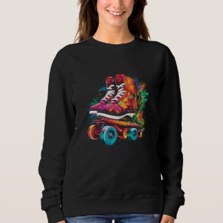 Roller Skates Cartoon Style Indoor Sport Sweatshirt