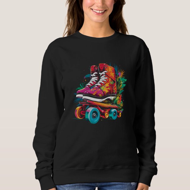 Roller Skates Cartoon Style Indoor Sport Sweatshirt (Vorderseite)