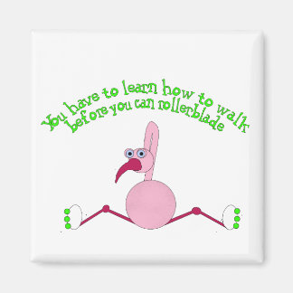 Rollerblading Flamingo Magnet