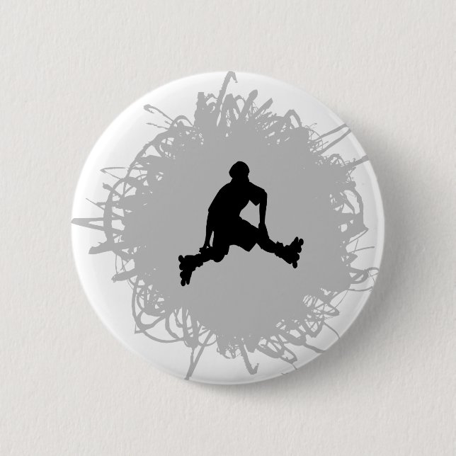 Rollerblading Gekritzel-Art Button (Vorderseite)