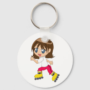 Rollerblading Girl Keychain Schlüsselanhänger