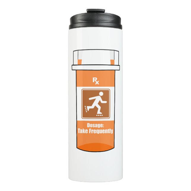 Rollerblase ist mein Medikament Thermosbecher (Vorderseite)