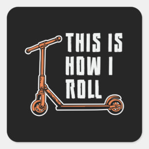 Rollerfahrer So rolle ich Stunt Vintage Quadratischer Aufkleber