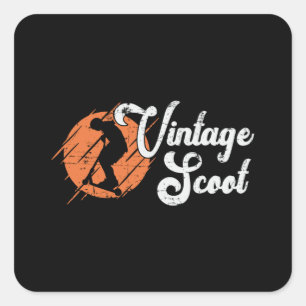 Rollerfahrer Vintage Scoot Escooter Stunt Retro Quadratischer Aufkleber