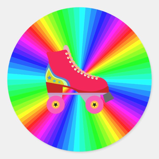 Rollerskate auf Farbspektrum Radial Runder Aufkleber (Vorderseite)