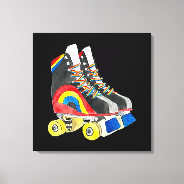 Rollerskates Retroart der achtziger Jahre Leinwanddruck (Vorderseite)
