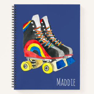 Rollerskates Retroart der achtziger Jahre Notizbuch