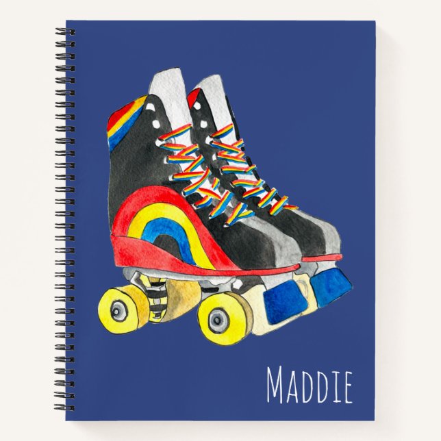 Rollerskates Retroart der achtziger Jahre Notizbuch (Vorderseite)