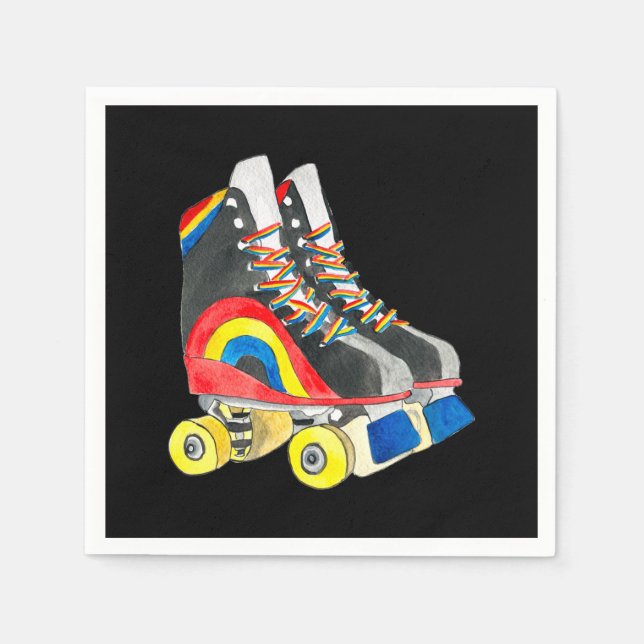 Rollerskates Retroart der achtziger Jahre Serviette (Vorderseite)