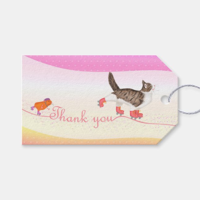 Rollerskating animaux de compagnie merci étiquette (Devant (Horizontal))