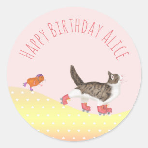 Rollerskating familiers autour autocollants