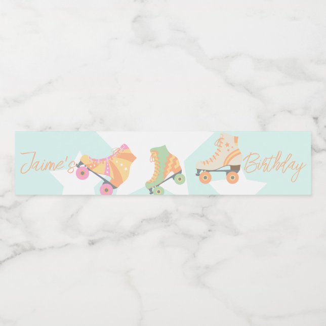 Rollerskating Geburtstag Pastel Stars (Einzelnes Label)
