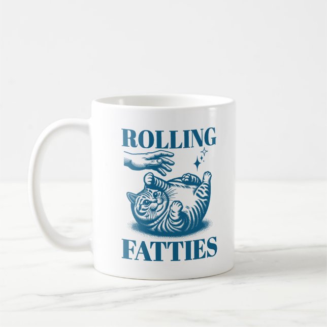 Rollfatties Funny Fat Cat Meme Kitten Spaß Kaffeetasse (Links)