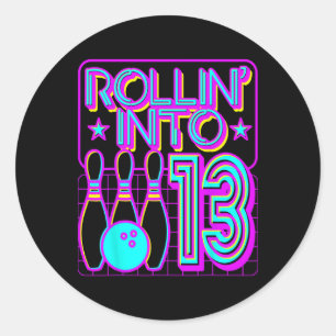 Rollin in 13 Bowling Bowler 13. Geburtstagsparty Runder Aufkleber